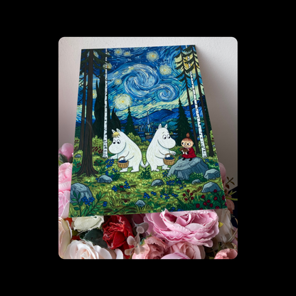 Moomin Van Gogh Starry Night Foraging Metal Bar Sign 15cm x 20cm