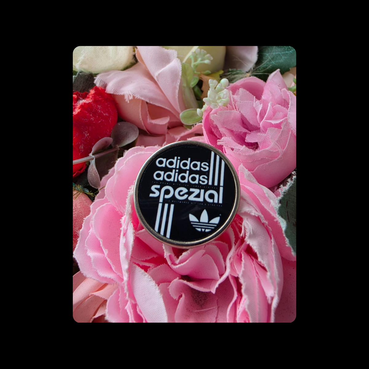 Adidas Spezial Black & White Round Pin Badge 20mm
