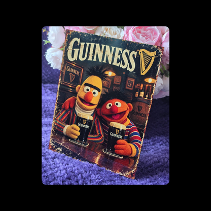Bert & Ernie Guinness Metal Bar Sign 15cm x 20cm