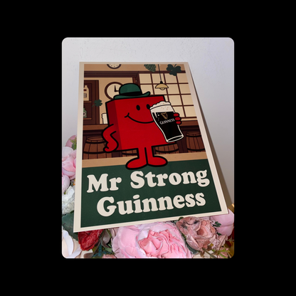 Mr Men Mr Strong Guinness Metal Bar Sign 15cm x 20cm