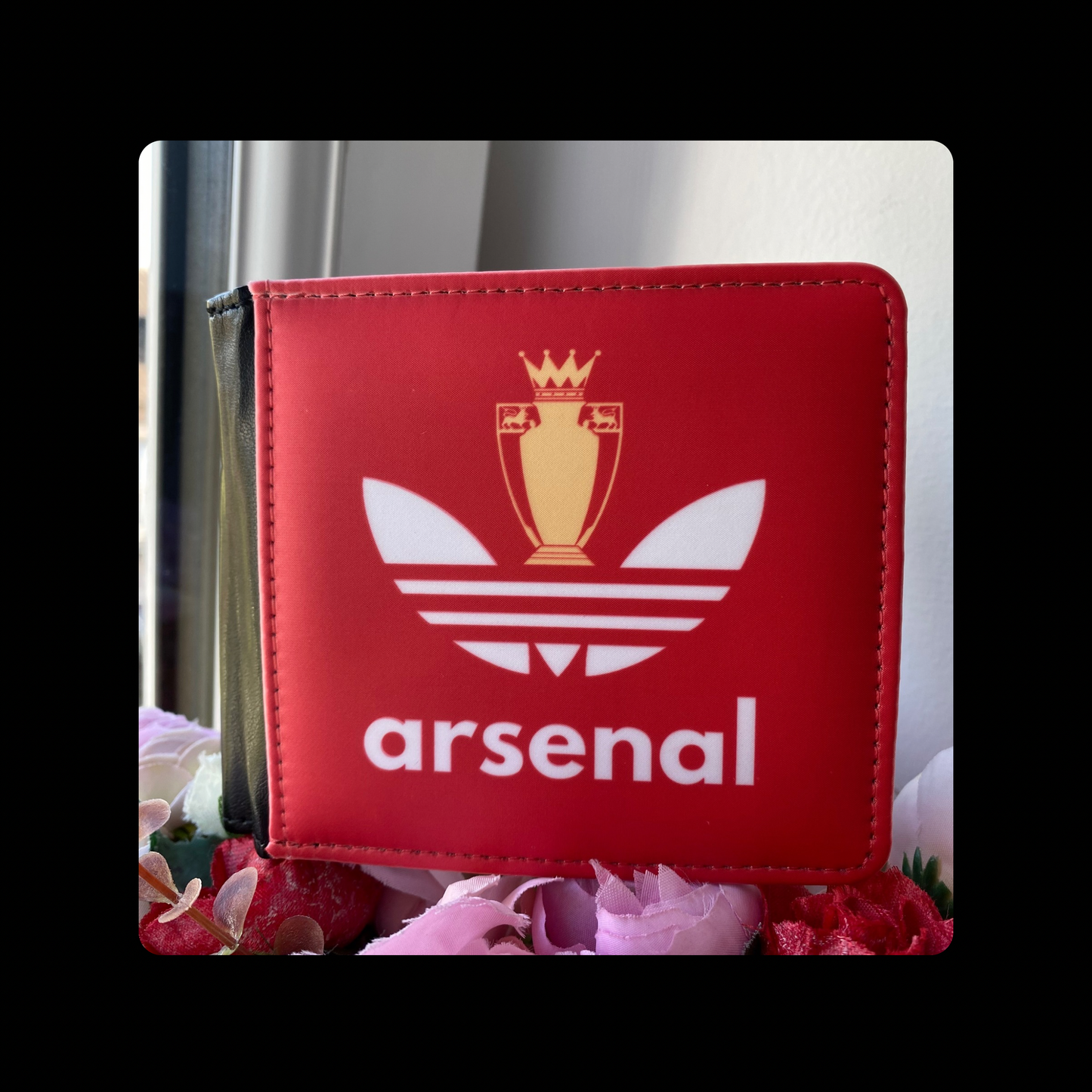 Arsenal Adidas Invincibles Gold Trophy Red PU Material Wallet 10cm x 9.5cm