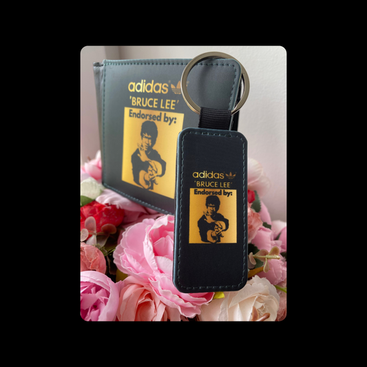 Adidas Endorsed By Bruce Lee Black & Gold PU Material Wallet & Keyring