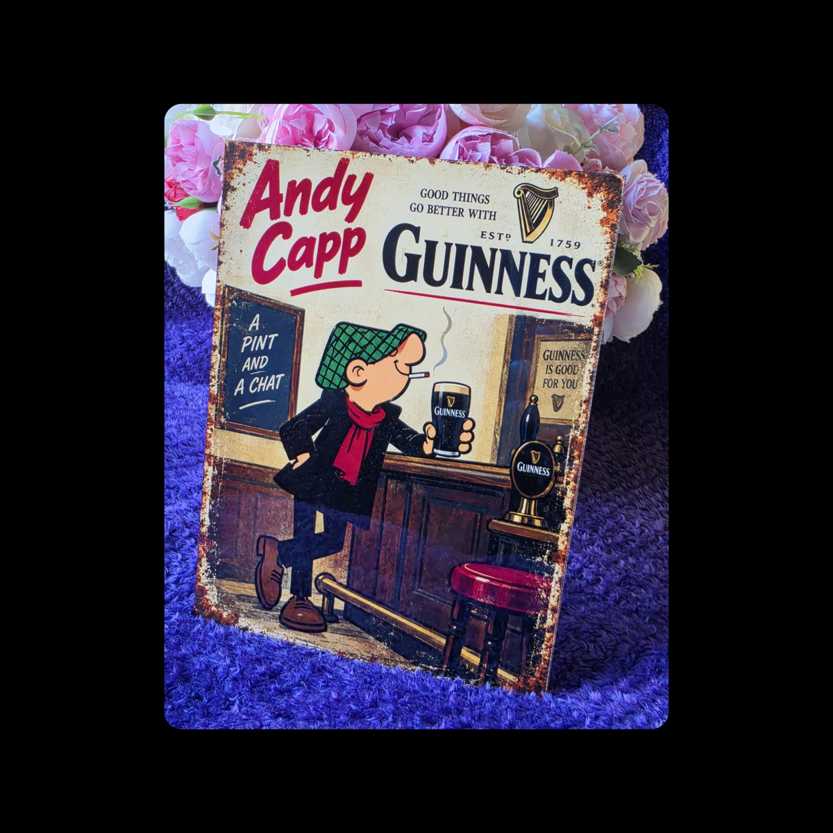 Andy Capp Guinness Metal Bar Sign 15cm x 20cm