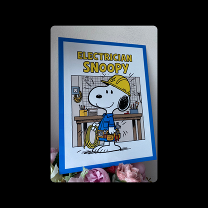 Snoopy Electrician Metal Bar Sign 15cm x 20cm