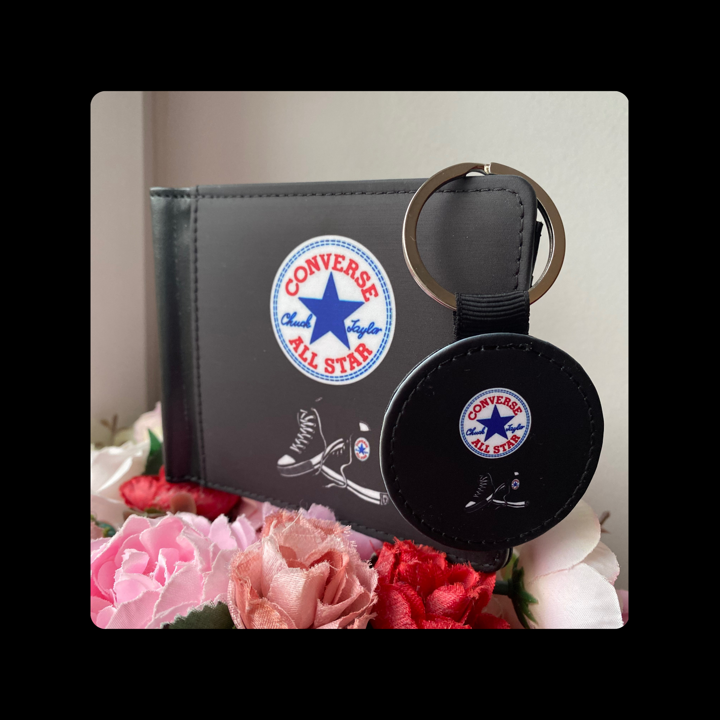 Converse Black PU Material Wallet & Keyring