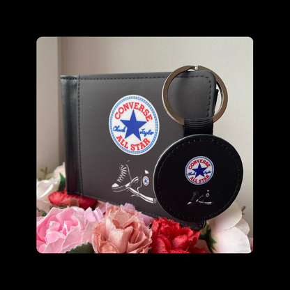 Converse Black PU Material Wallet & Keyring