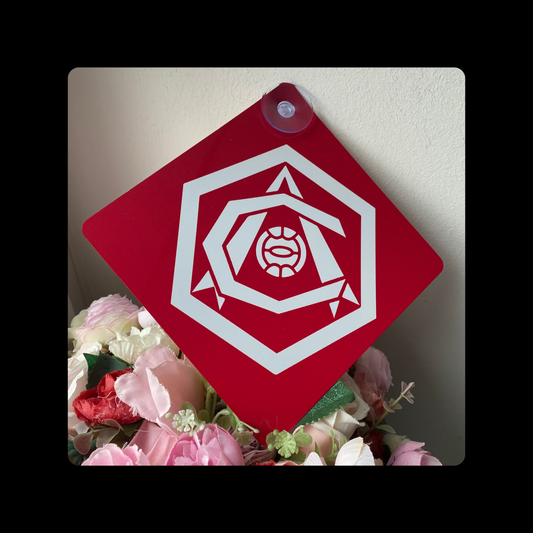Arsenal 1936-49 Badge Red & White Window Sign 14cm x 14cm (Includes Suction Hook)