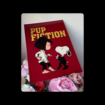 Snoopy Pup Fiction Metal Bar Sign 15cm x 20cm