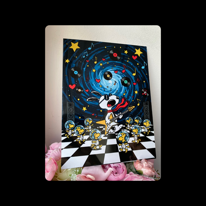 Snoopy Space Disco Metal Bar Sign 15cm x 20cm