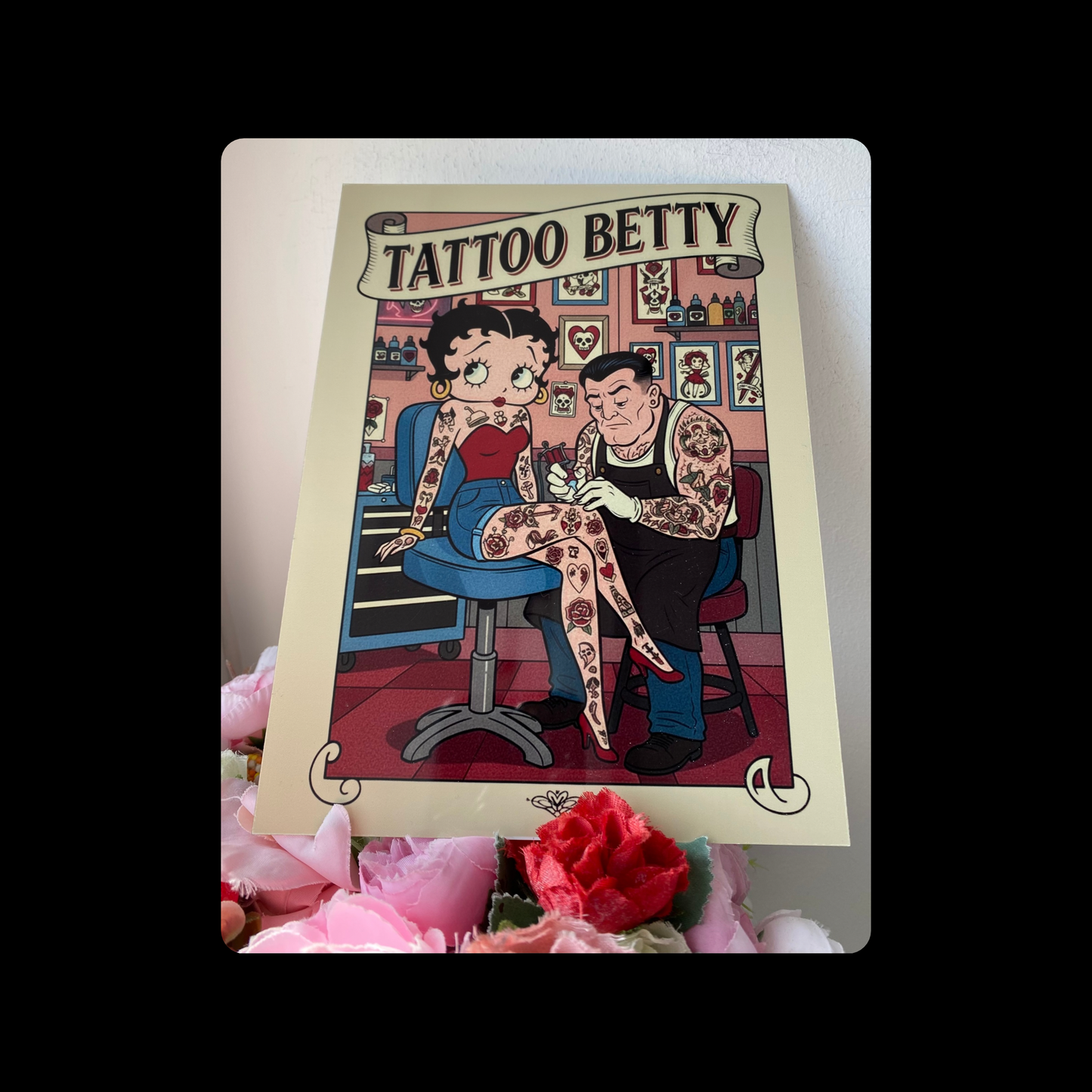 Betty Boop Tattoo Metal Bar Sign 15cm x 20cm