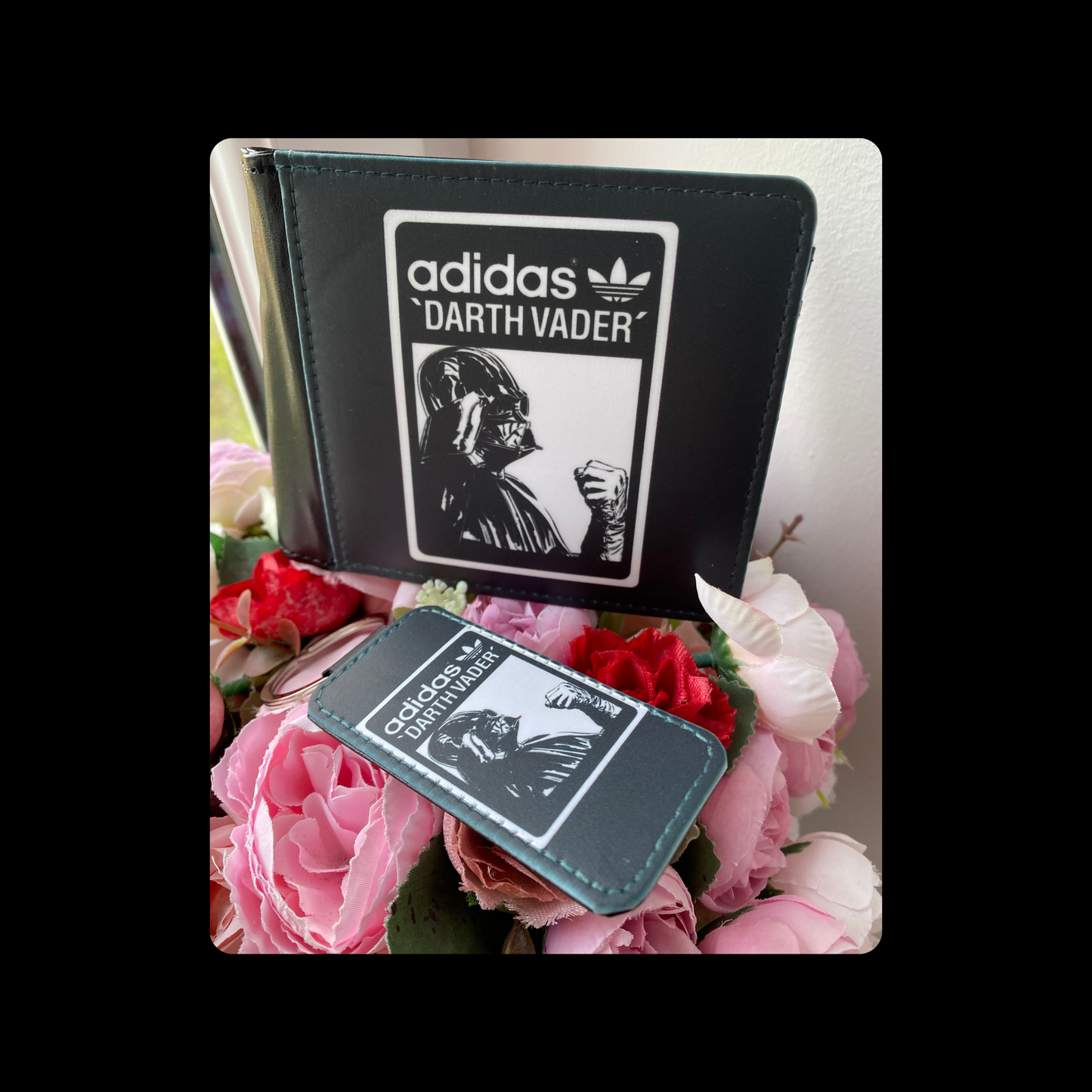 Adidas Star Wars Darth Vader Black & White PU Material Wallet & Keyring