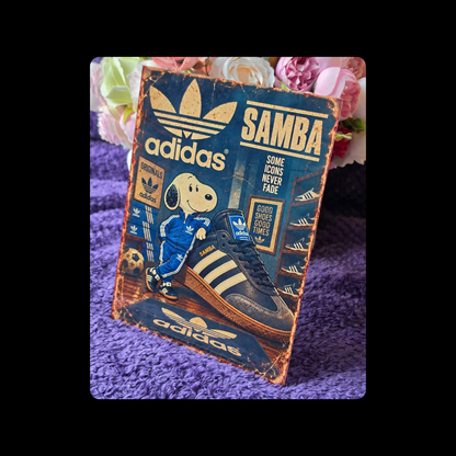 Snoopy Adidas Samba Metal Bar Sign 15cm x 20cm