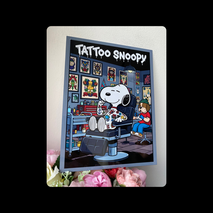 Snoopy Tattoo Metal Bar Sign 15cm x 20cm