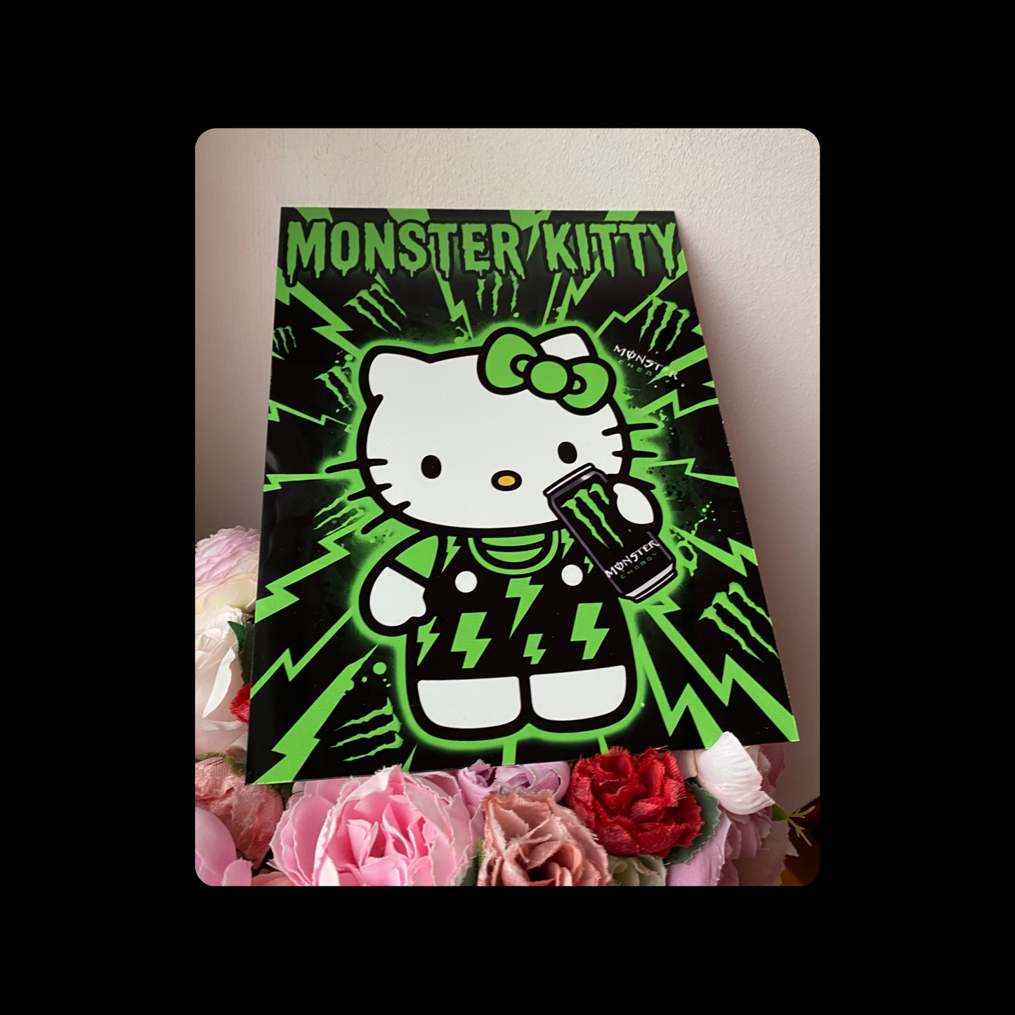 Hello Kitty Monster Energy Drink Metal Bar Sign 15cm x 20cm