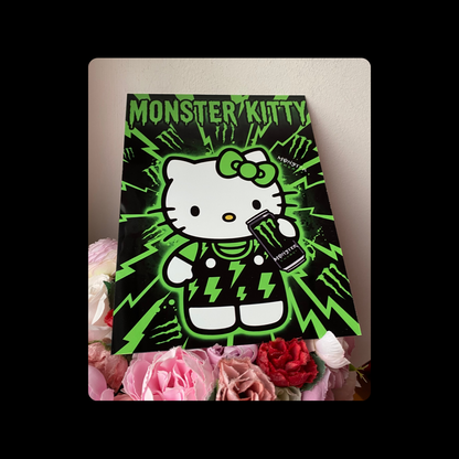 Hello Kitty Monster Energy Drink Metal Bar Sign 15cm x 20cm