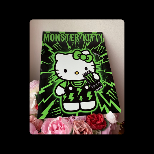 Hello Kitty Monster Energy Drink Metal Bar Sign 15cm x 20cm