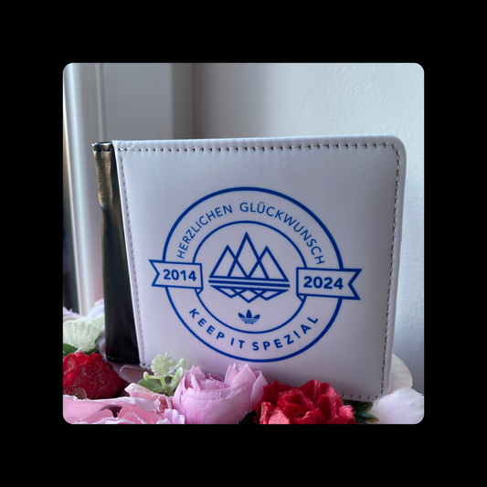 Adidas Spezial 10th Anniversary White & Blue PU Material Wallet 10cm x 9.5cm