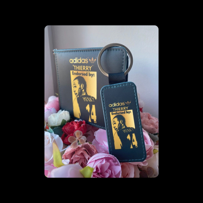 Adidas Endorsed By Thierry Henry Black & Gold PU Material Wallet & Keyring