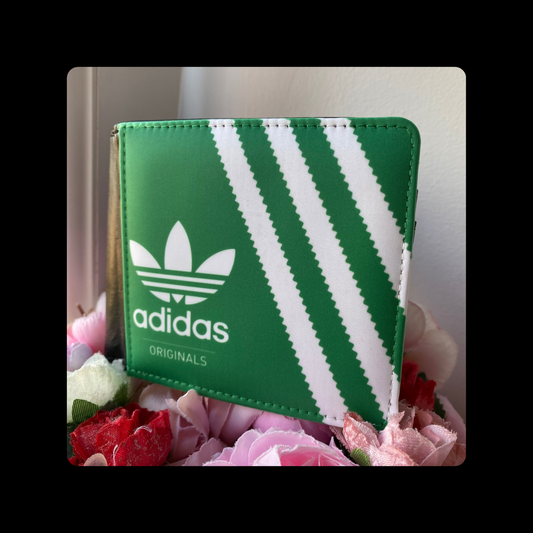 Adidas Originals Green and White Shoebox Style PU Material Wallet
