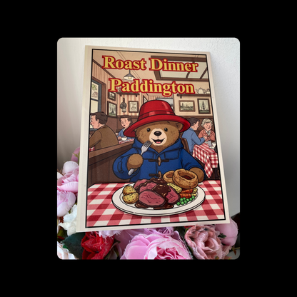 Paddington Bear Roast Dinner Metal Bar Sign 15cm x 20cm