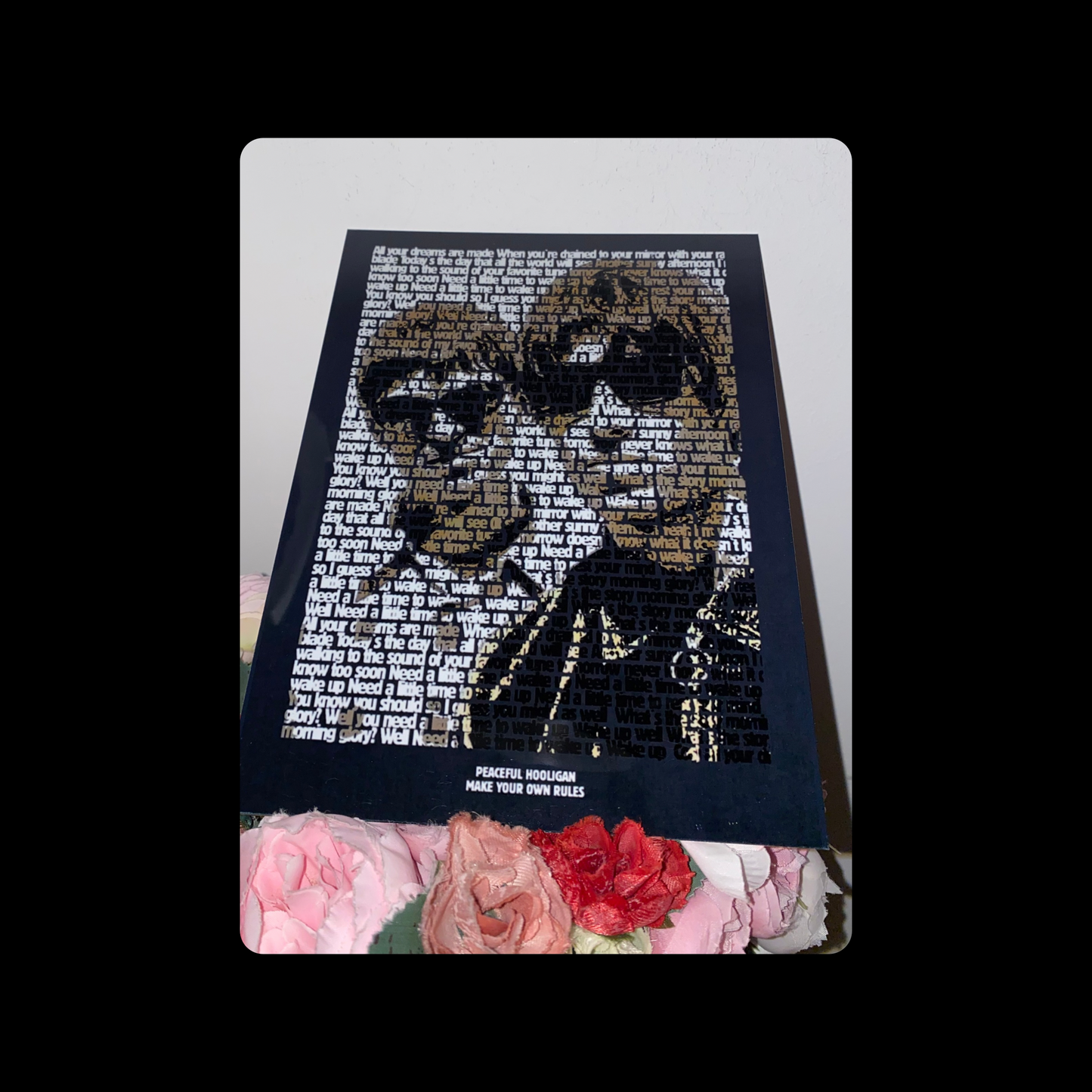 Peaceful Hooligan Oasis Morning Glory Lyrics Metal Bar Sign 15cm x 20cm