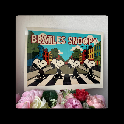 Snoopy Beatles Metal Bar Sign 15cm x 20cm