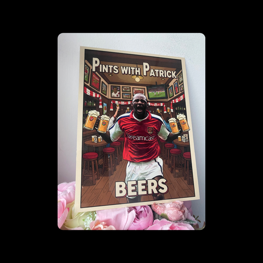 Arsenal Pints With Patrick (Vieira) Metal Bar Sign 15cm x 20cm