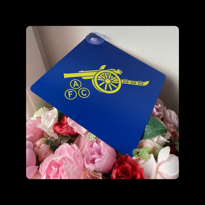 Arsenal 1978-79 Badge Blue & Yellow Window Sign 14cm x 14cm (Includes Suction Hook)