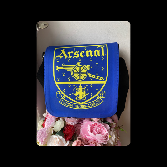 Arsenal 1949-1990 Badge Blue & Yellow Crossover Shoulder Bag 22cm x 19cm