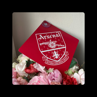 Arsenal 1949-90 Badge Red & White Window Sign 14cm x 14cm (Includes Suction Hook)