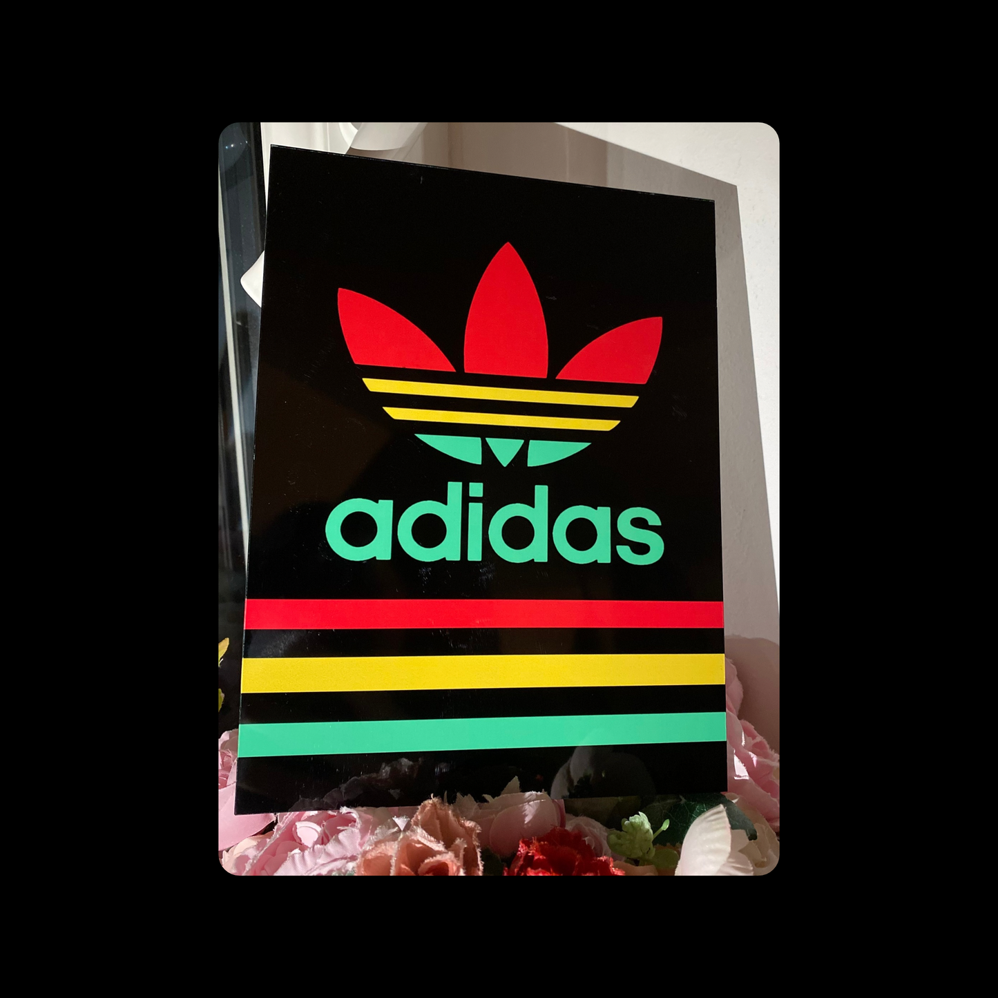 Adidas Red, Yellow & Green Jamaica Metal Bar Sign 15cm x 20cm