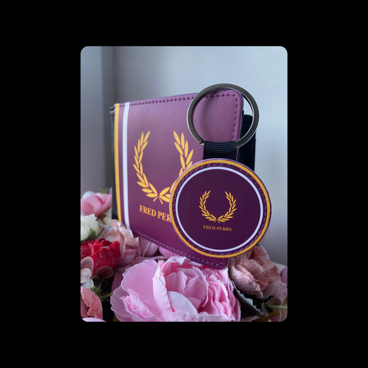 Fred Perry Purple, Orange & White PU Material Wallet & Keyring
