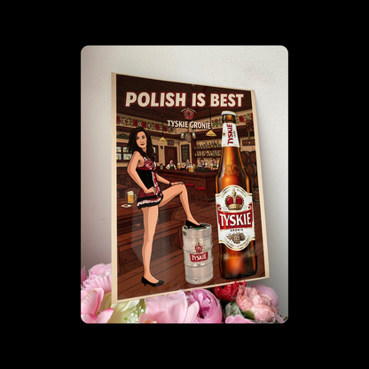 Tyskie Polish Beer Pin Up Girl Metal Bar Sign 15cm x 20cm