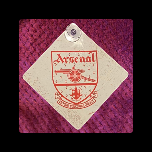 Arsenal 1949-1990 Badge Metal Window Sign 14cm x 14cm (Includes Suction Hook)