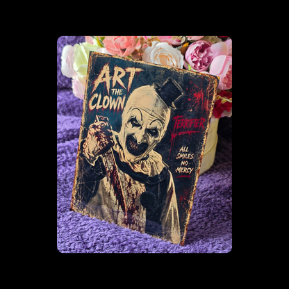 Terrifier Art The Clown Metal Bar Sign 15cm x 20cm