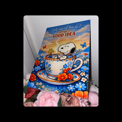 Snoopy Tea Metal Bar Sign 15cm x 20cm