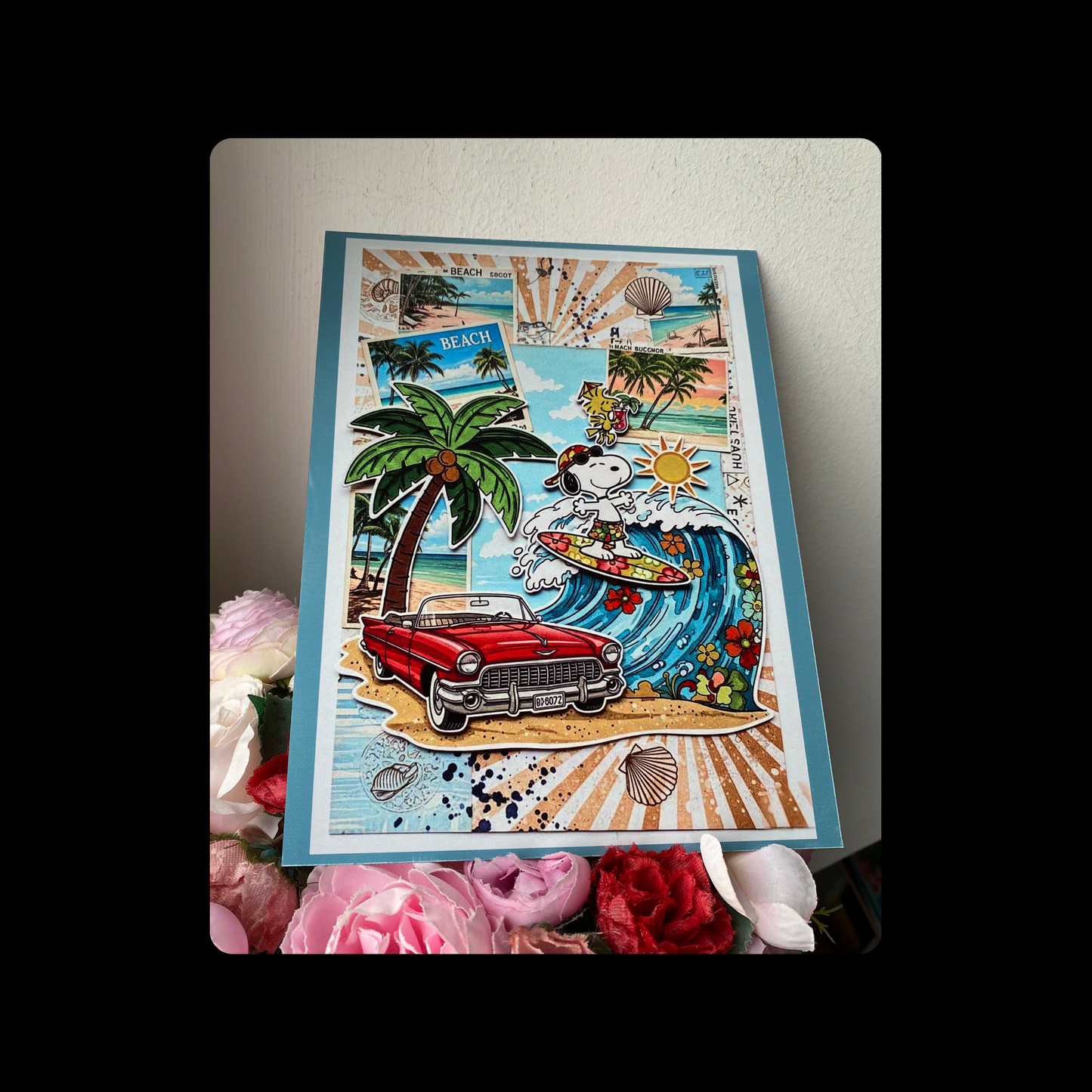 Snoopy Beach Surfer Metal Bar Sign 15cm x 20cm