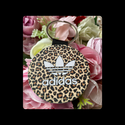 Adidas Leopard Print Round Keyring 5cm