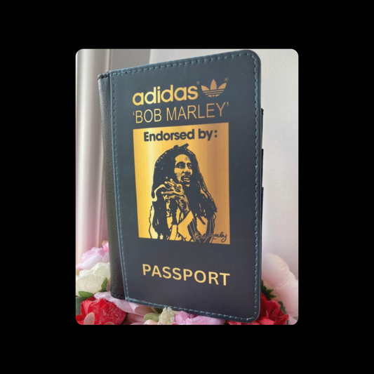 Adidas Endorsed By Bob Marley Black & Gold PU Material Passport Holder