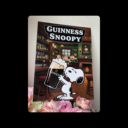 Snoopy Drinking Guinness Metal Bar Sign 15cm x 20cm