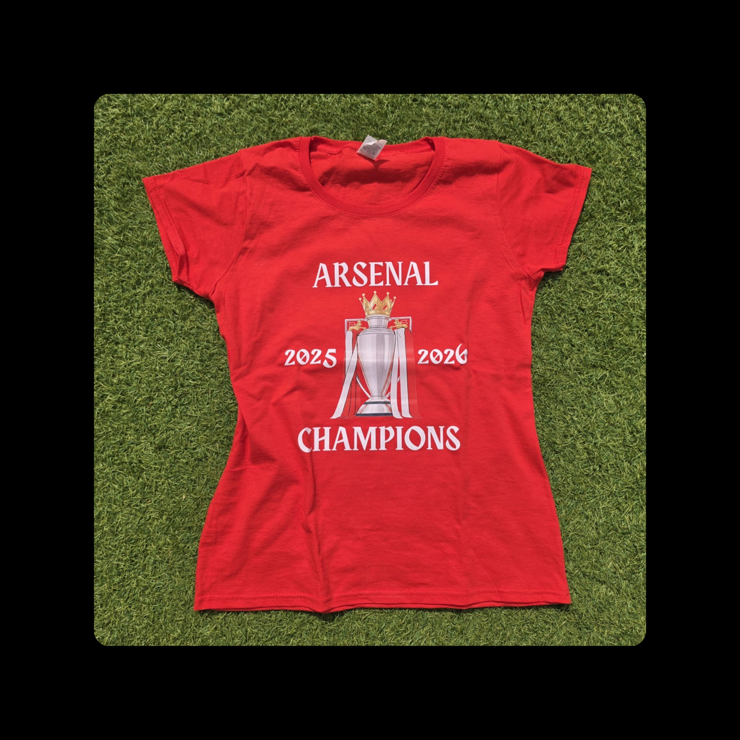 Arsenal Champions White Text Short Sleeved 100% Cotton Red T-Shirt