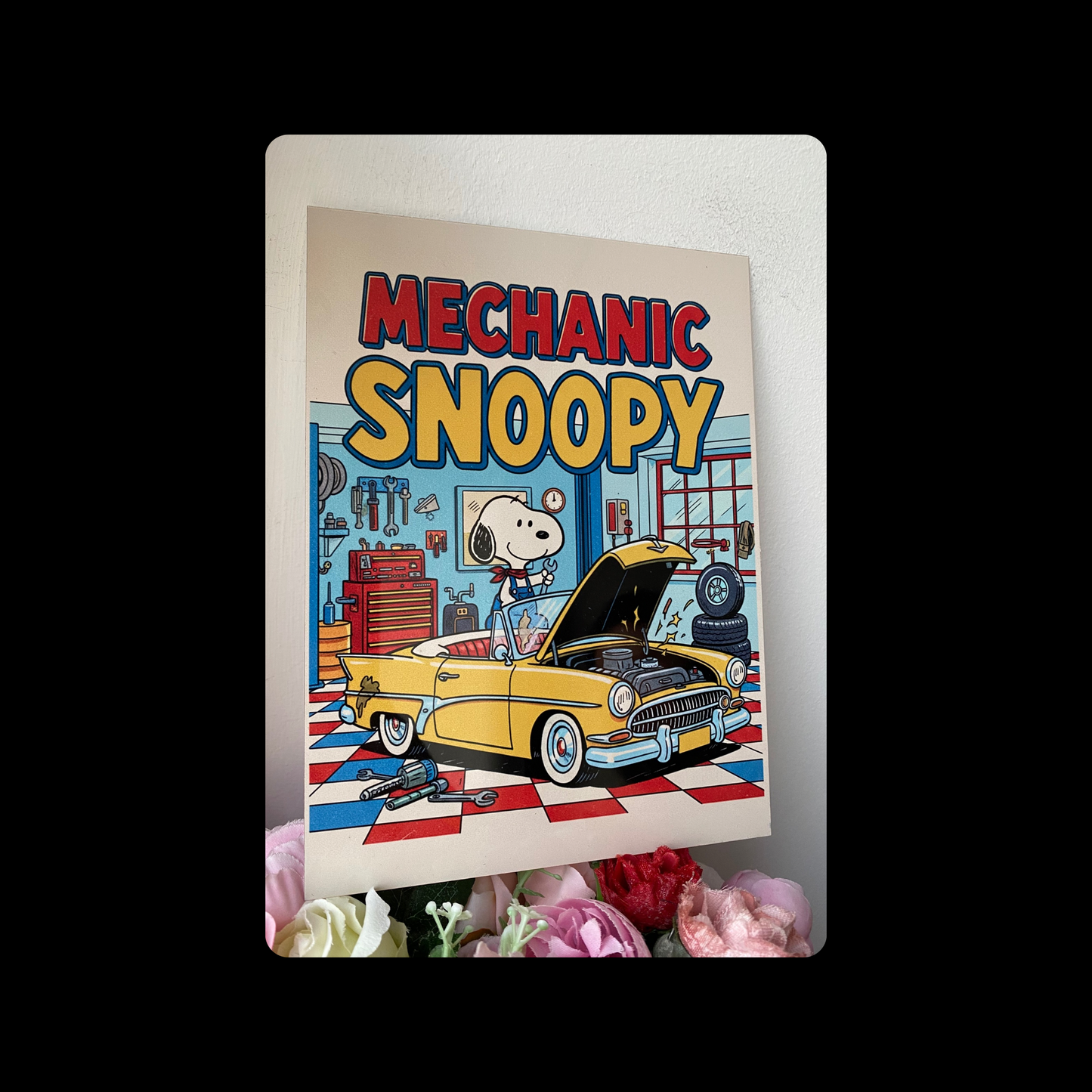 Snoopy Mechanic Metal Bar Sign 15cm x 20cm