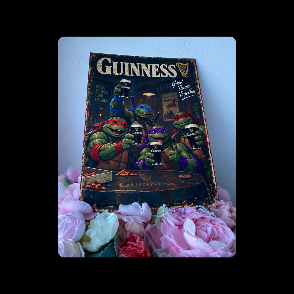 Teenage Mutant Ninja Turtles Guinness Metal Bar Sign 15cm x 20cm