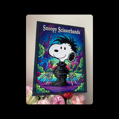 Snoopy (Edward) Scissorhands Metal Bar Sign 15cm x 20cm