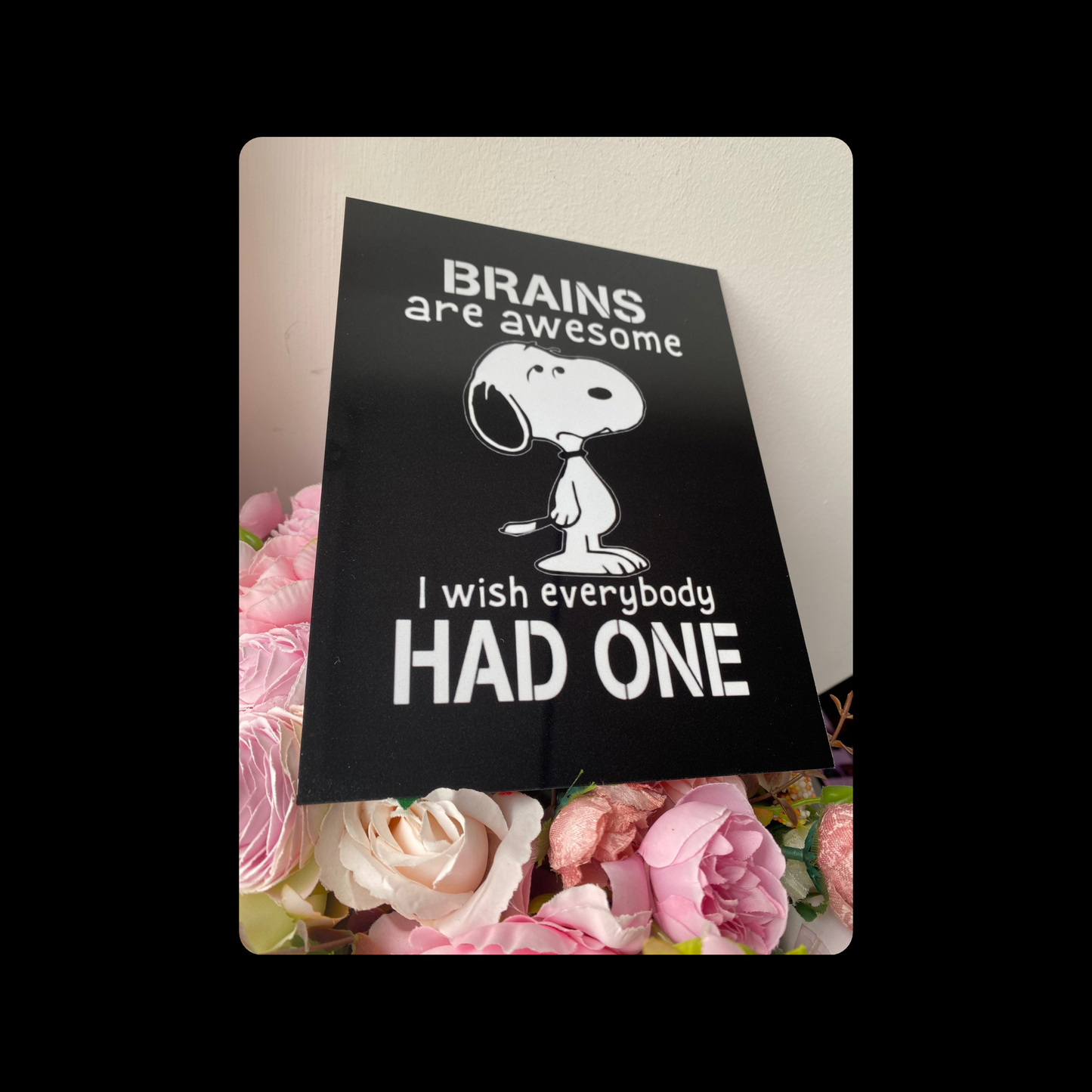 Snoopy Brains Are Awesome Metal Bar Sign 15cm x 20cm