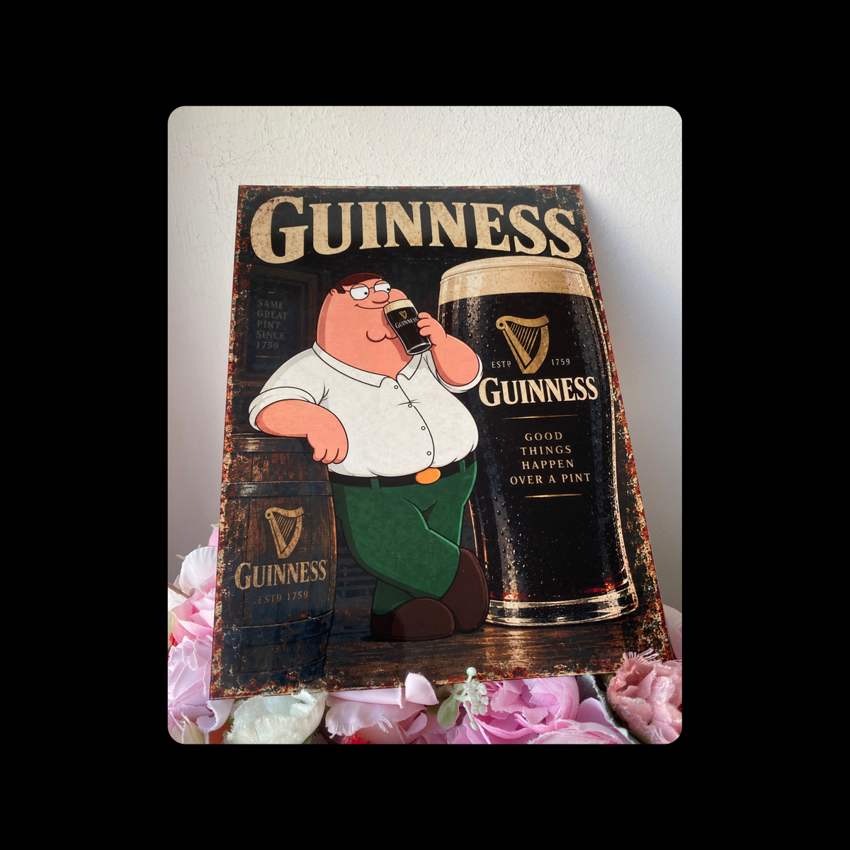 Peter Griffin Family Guy Guinness Metal Bar Sign 15cm x 20cm