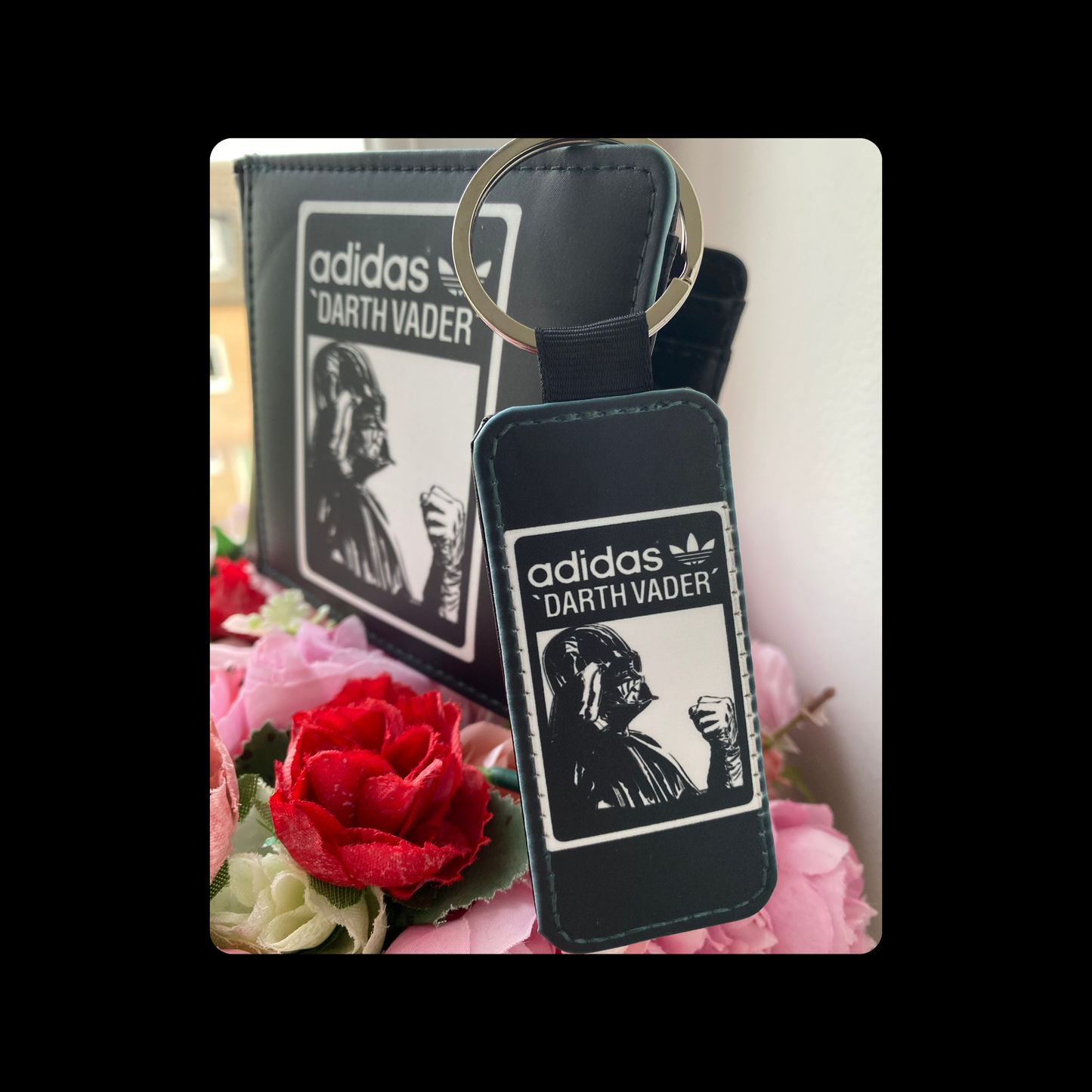 Adidas Star Wars Darth Vader Black & White PU Material Wallet & Keyring