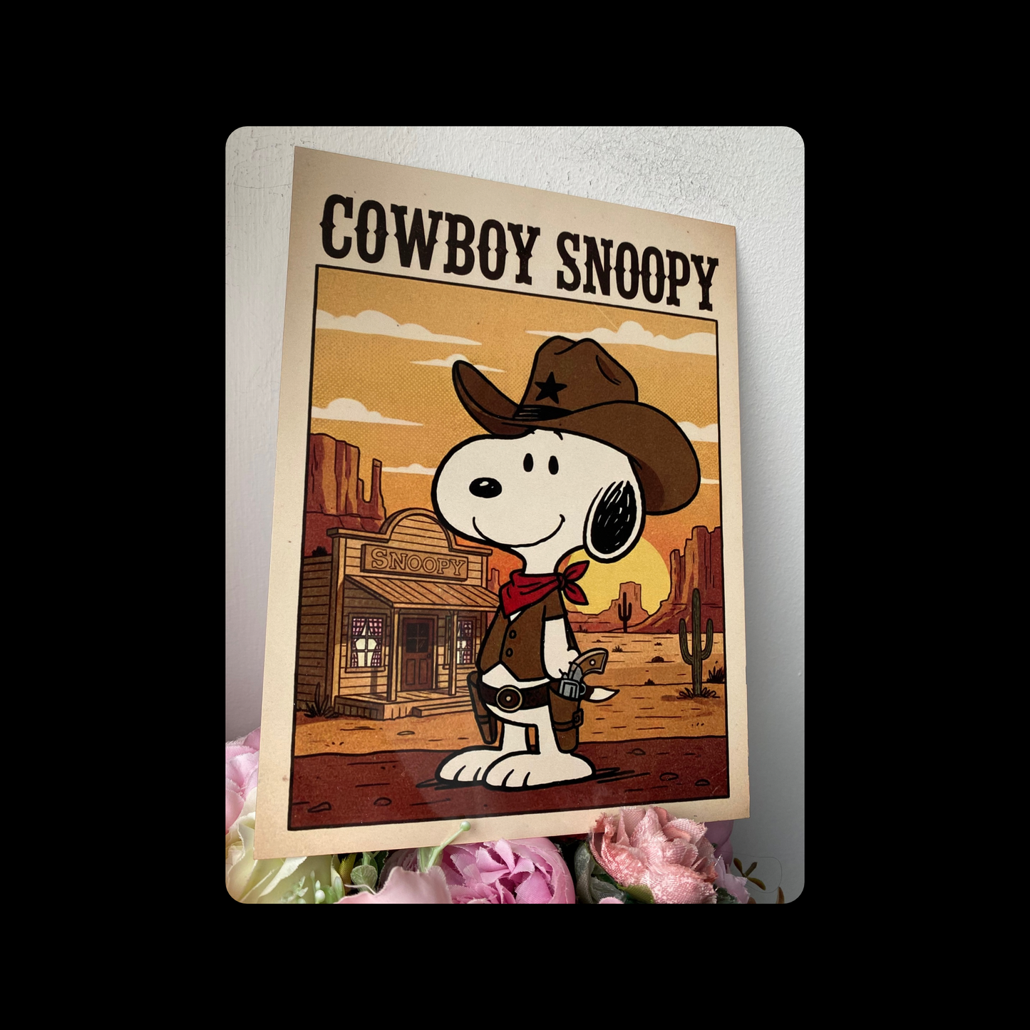 Snoopy Cowboy Metal Bar Sign 15cm x 20cm