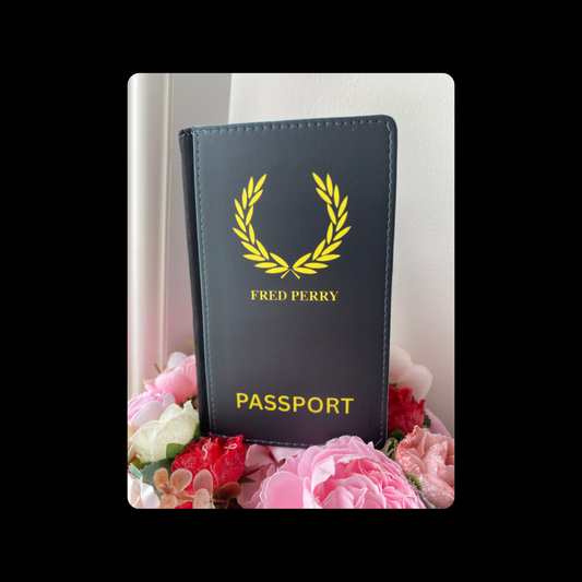 Fred Perry Black & Yellow PU Material Passport Holder