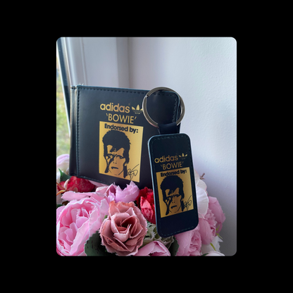 Adidas David Bowie Black & Gold PU Material Wallet & Keyring